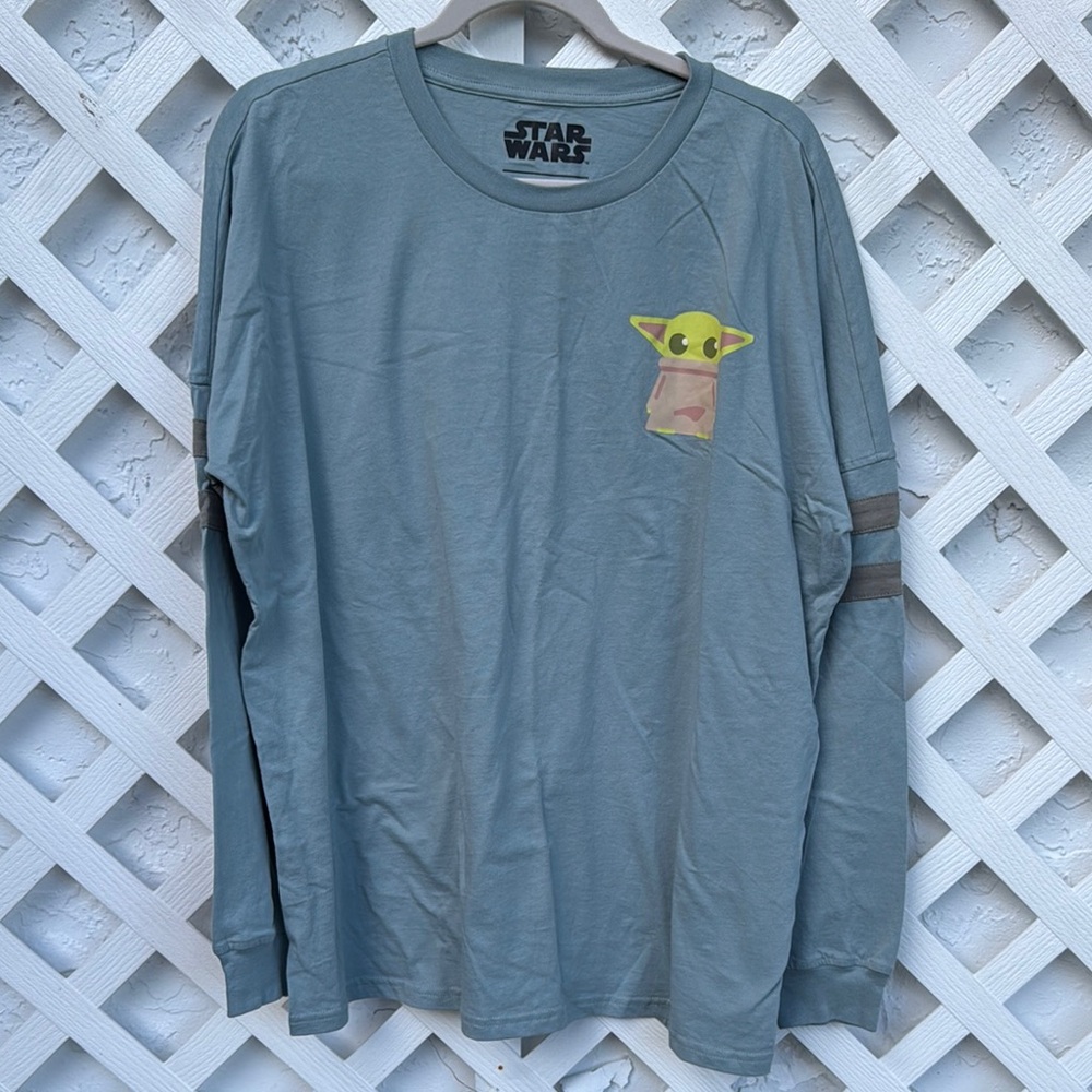 Her Universe Star Wars Gray Long Sleeve Tee with Baby Yoda Design